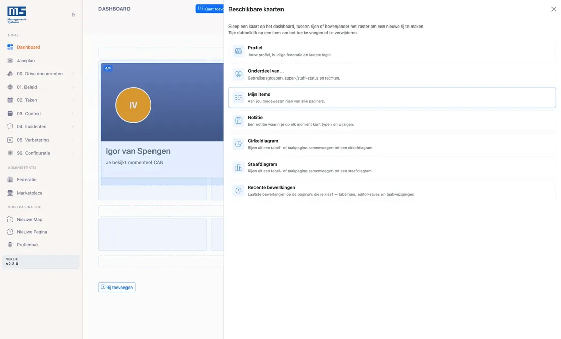 Dashboard met grafieken uit eigen registers